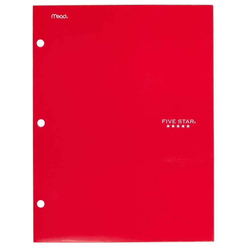 Five Star 4 Pocket Folder Red | Holds Letter Size (8.5" x 11") Sheets | 3-Hole Punched for Binders - main product image