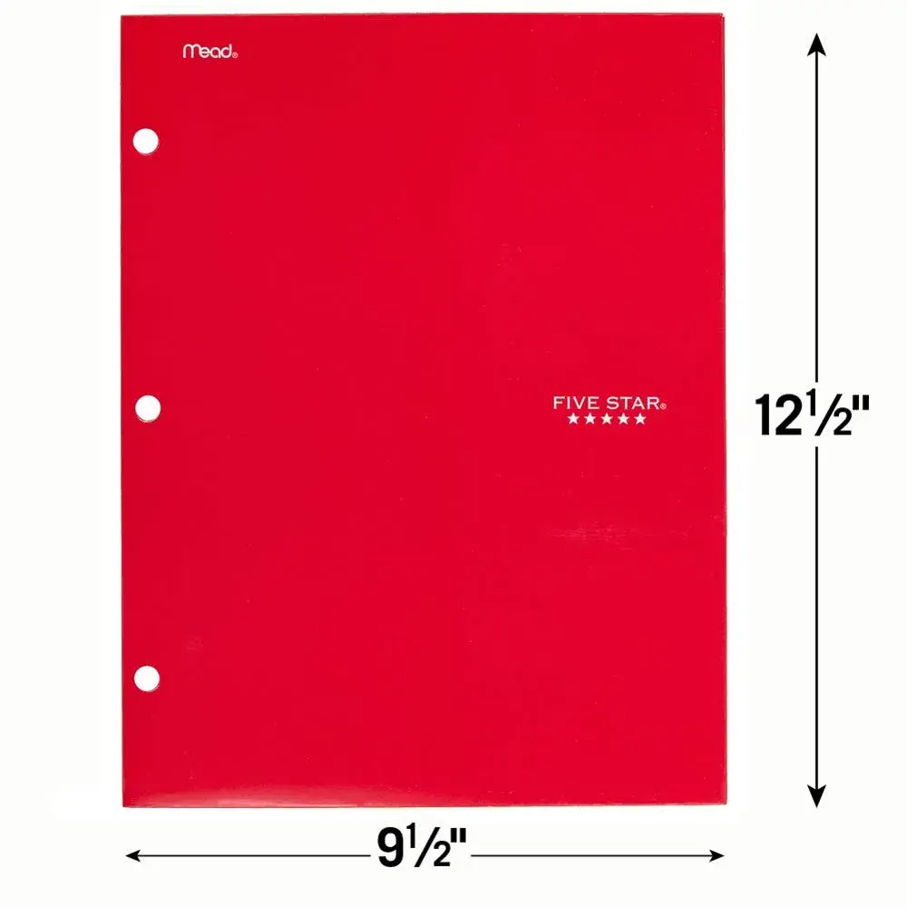 Five Star 4 Pocket Folder Red | Holds Letter Size (8.5" x 11") Sheets | 3-Hole Punched for Binders - view 6