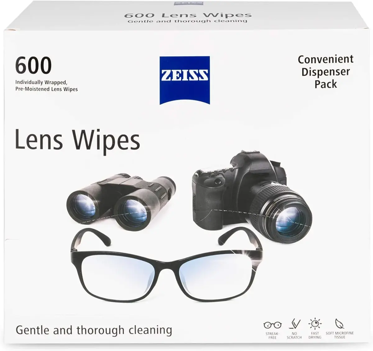 ZEISS Pre-Moistened Lens Cleaning Wipes 600 Count | Fragrance-Free for All Optics - main product image