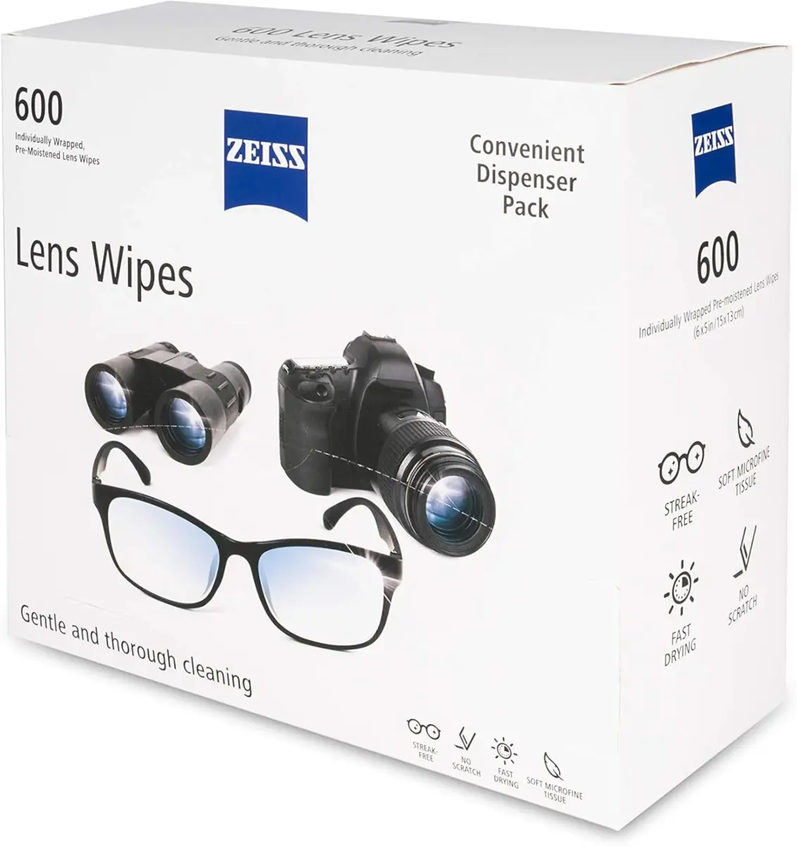 ZEISS Pre-Moistened Lens Cleaning Wipes 600 Count | Fragrance-Free for All Optics - view 2
