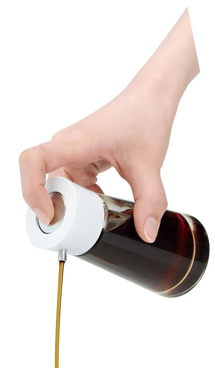 ASVEL Dripless Glass Soy Sauce Dispenser Pot with Black Cap | 100ml Capacity, Dripless Push Button - view 2