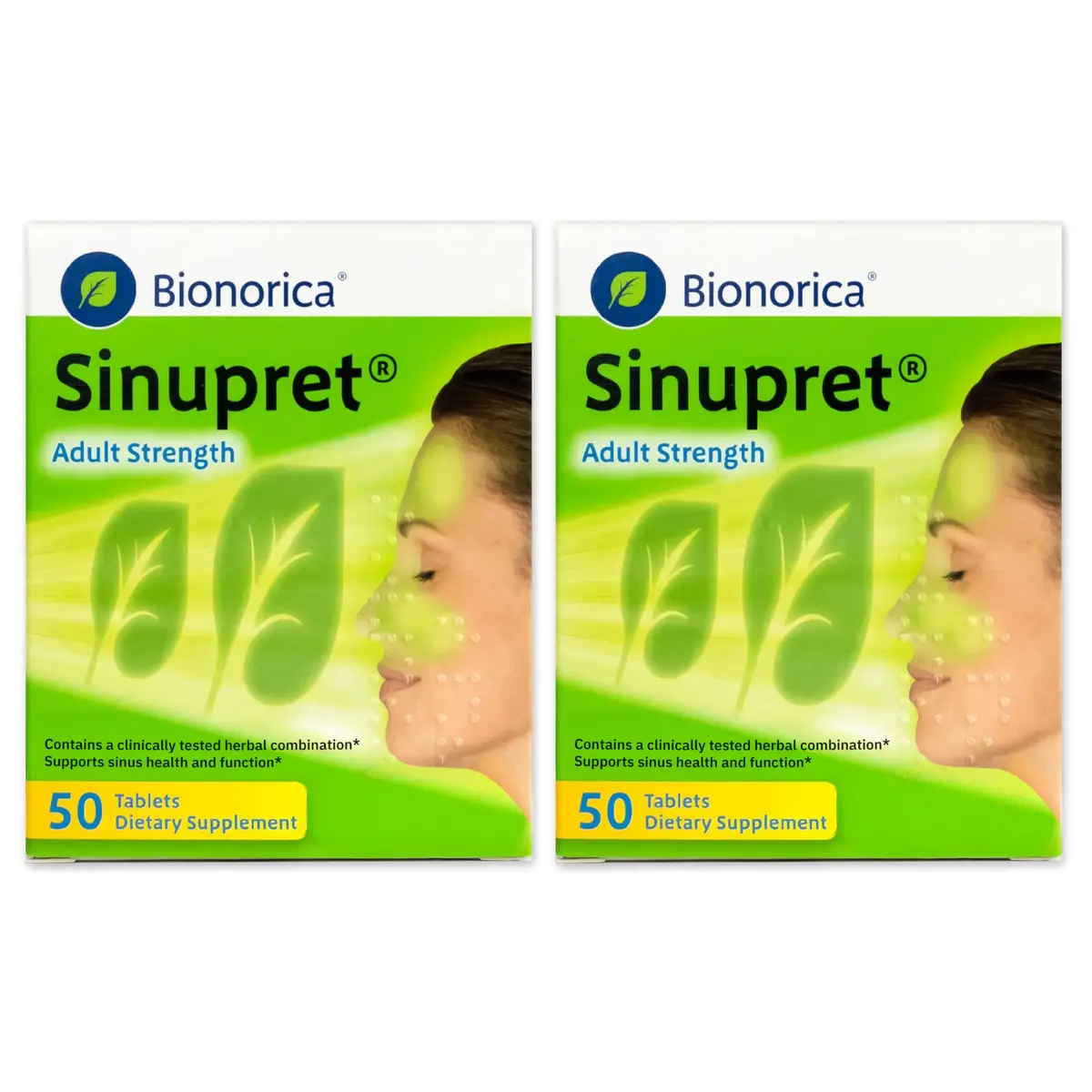 Bionorica Sinupret Sinus & Immune Support Supplement, 50 Tablets, 2 Pack | Natural Herbal Sinus Relief & Immune Boost - main product image