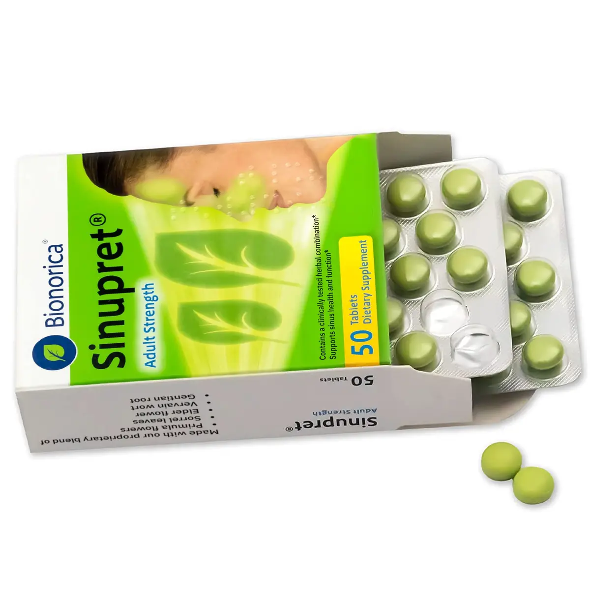 Bionorica Sinupret Sinus & Immune Support Supplement, 50 Tablets, 2 Pack | Natural Herbal Sinus Relief & Immune Boost - view 2