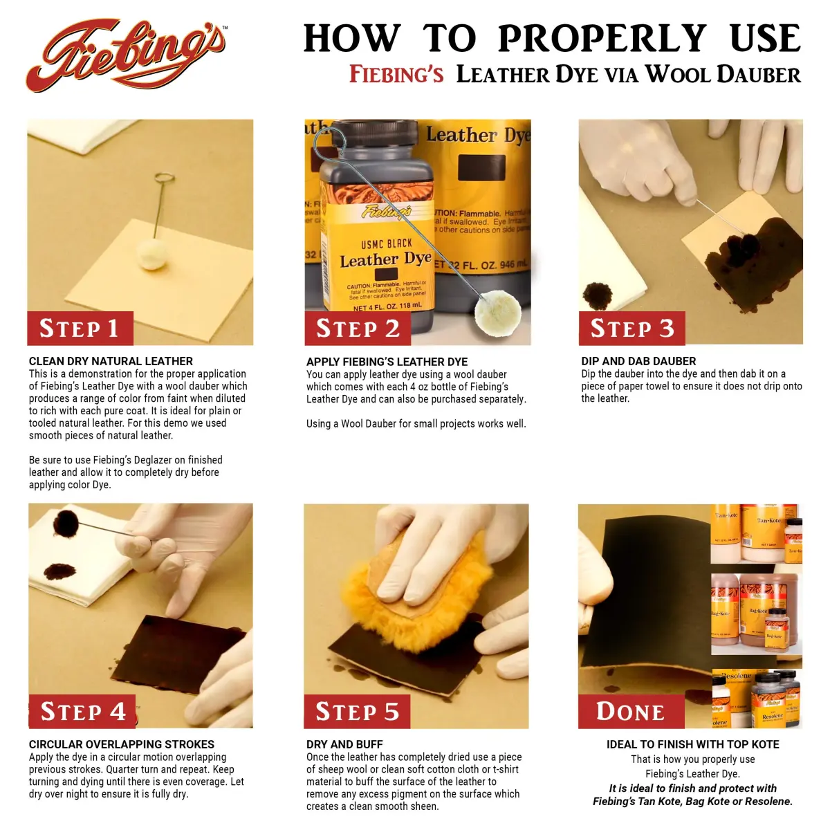 Fiebing's Tan Leather Dye 118ml (4 fl oz) - Alcohol-Based Penetrating Dye for Leather & Wood - view 2