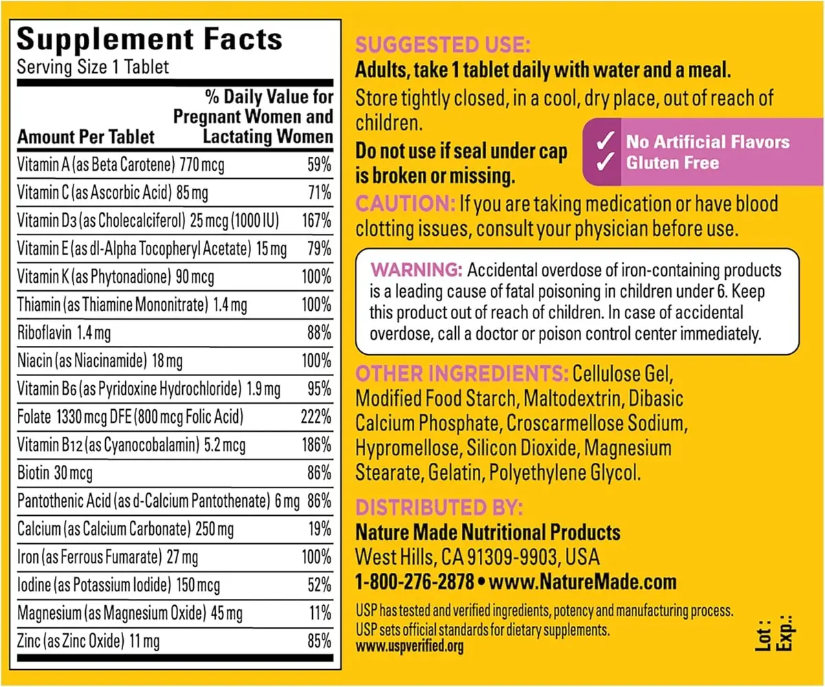 Nature Made Prenatal Multi Dietary Supplement 90 Tablets Pack of 2 | Supports Maternal & Fetal Wellness - view 5