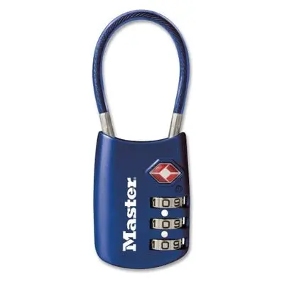 Master Lock 4688BLUEC Set Your Own Combination TSA Approved Luggage Lock, Travel Zipper Padlock with Vinyl Covered Steel Cable | 30mm Body, 38mm Shackle - view 5