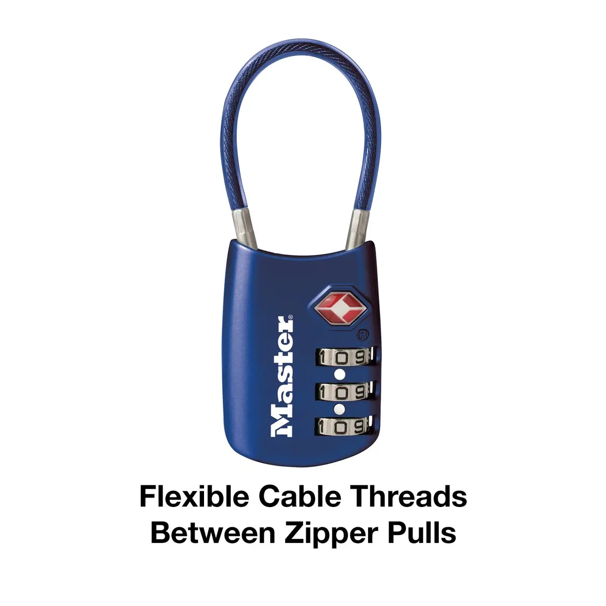 Master Lock 4688BLUEC Set Your Own Combination TSA Approved Luggage Lock, Travel Zipper Padlock with Vinyl Covered Steel Cable | 30mm Body, 38mm Shackle - view 8