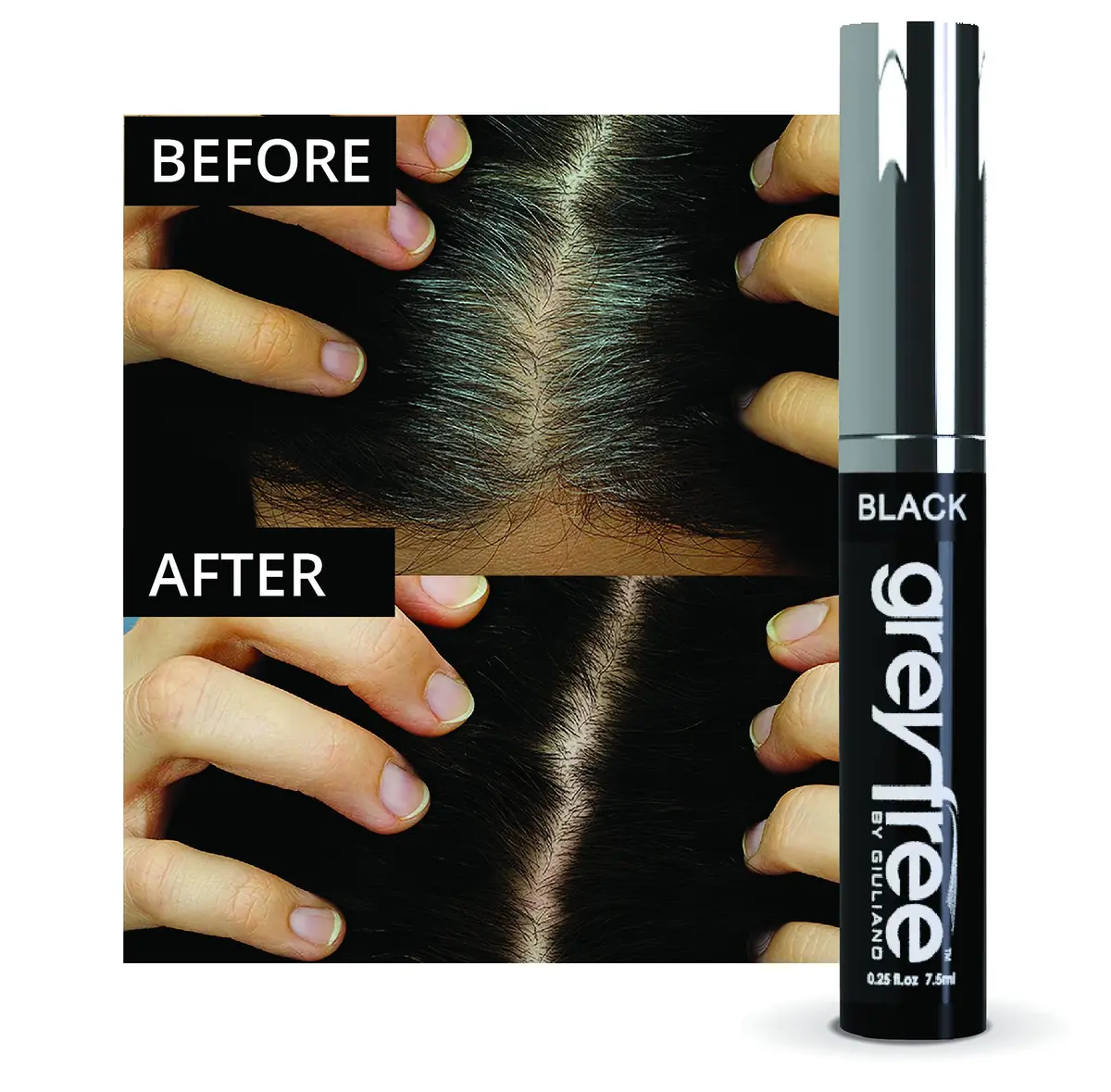 Greyfree Hair Mascara Root Touch-Up for Gray Hair & Brows | Black | 0.7 oz (20 ml) | Natural-Looking Temporary Coverage - view 7