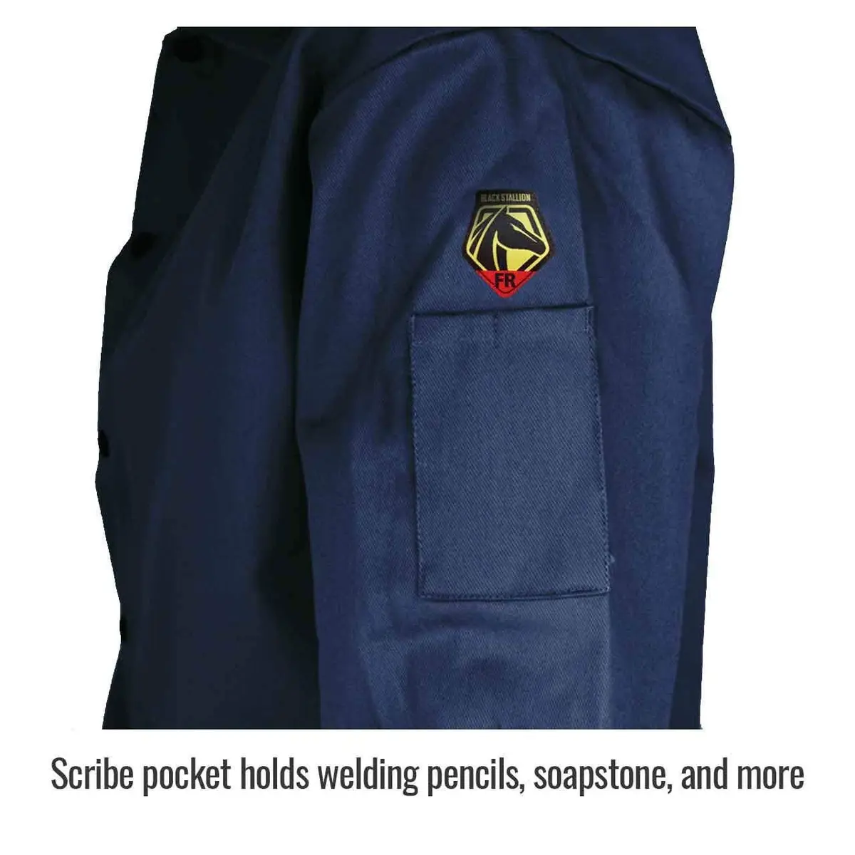 Black Stallion FN9-30C 30" 9oz Navy FR Cotton Welding Jacket, Large | Flame-Resistant Cotton Workwear - view 5