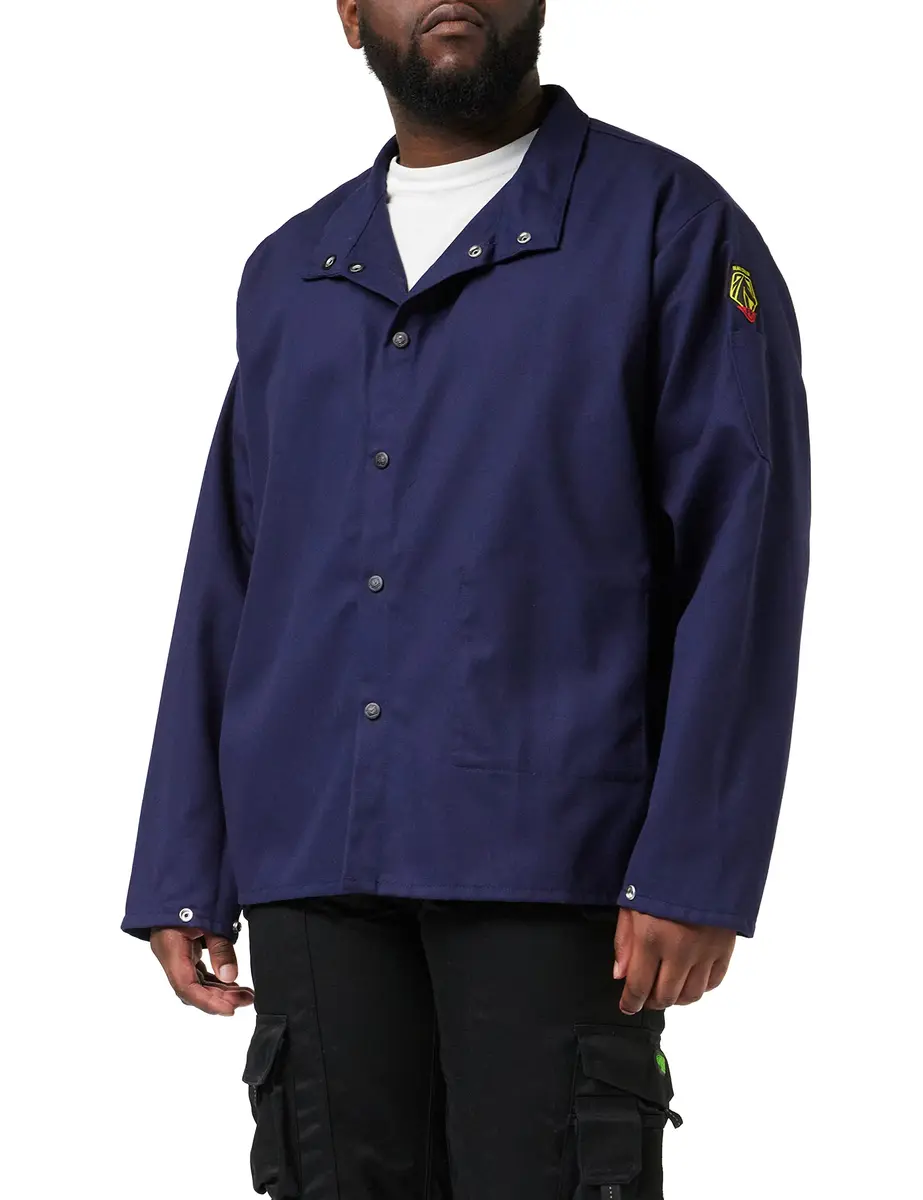 Black Stallion FN9-30C 30" 9oz Navy FR Cotton Welding Jacket, Large | Flame-Resistant Cotton Workwear - view 2