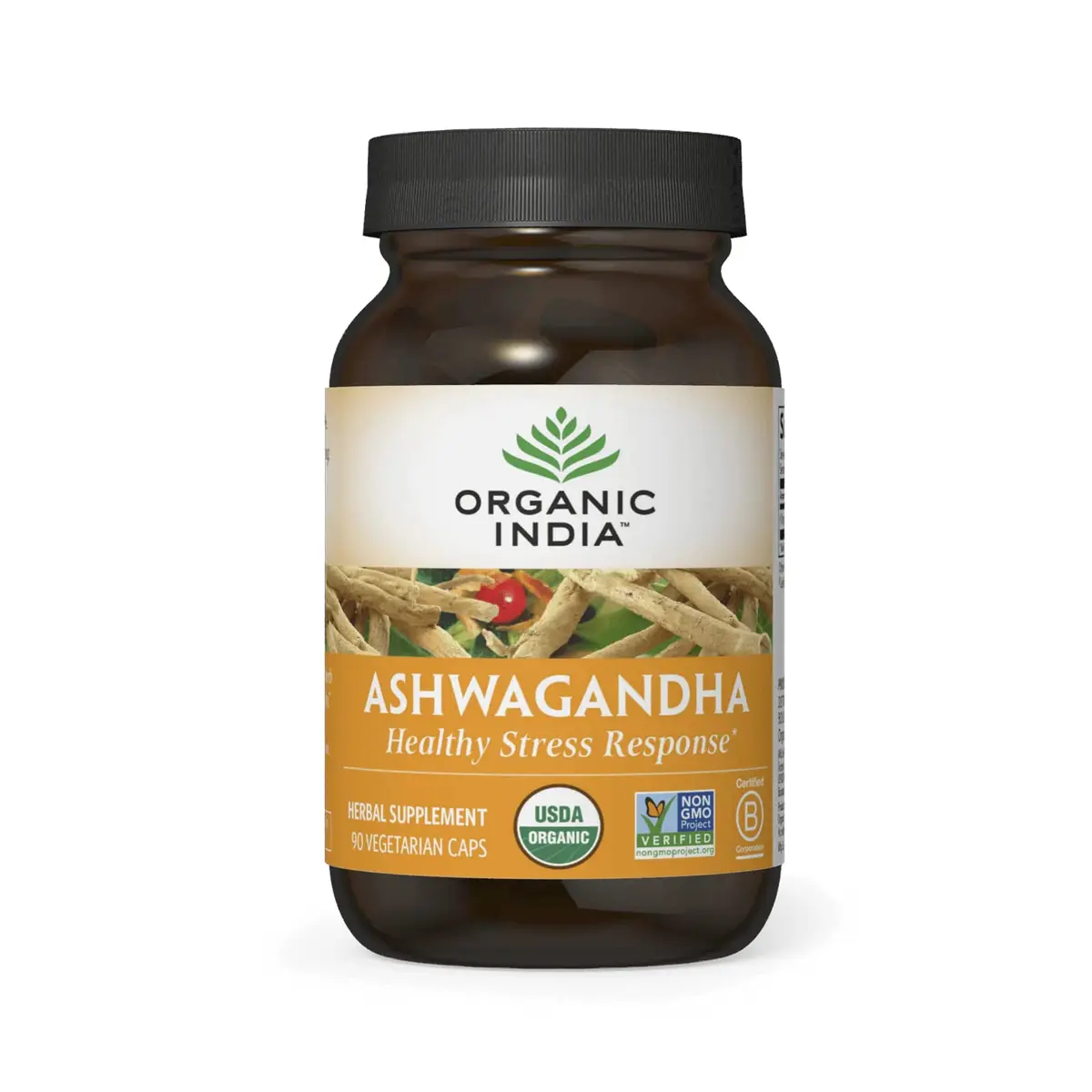 ORGANIC INDIA Ashwagandha Capsules, Vegan Root, Gluten-Free, 90 Capsules | Adaptogenic Stress Relief & Sleep Support - main product image
