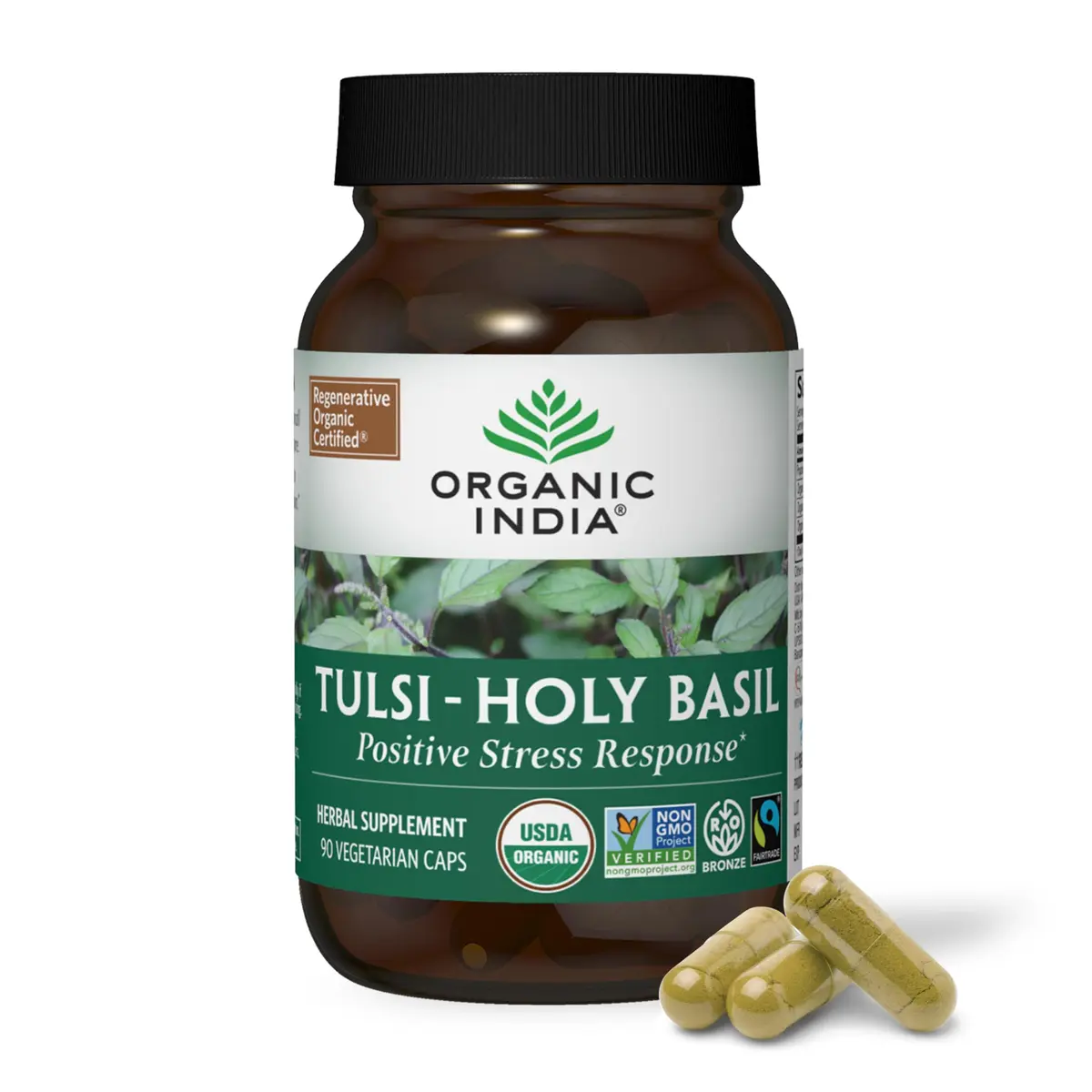 ORGANIC INDIA Tulsi Holy Basil Capsules, 90 Capsules | Vegan, Organic, Immune Support - main product image