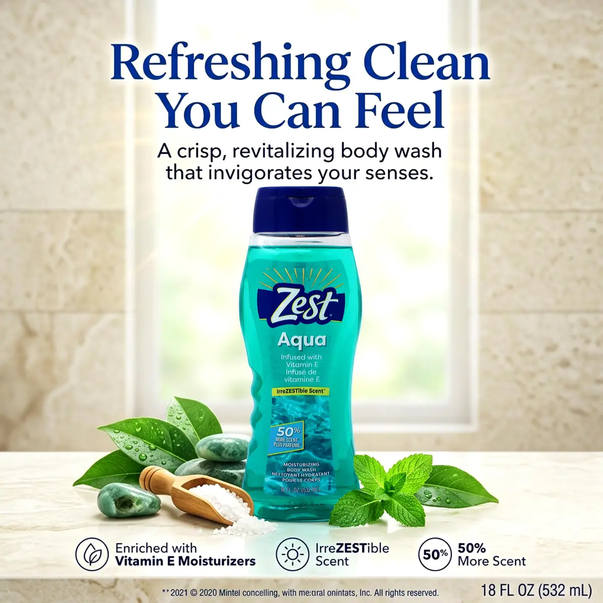 Zest Body Wash, Aqua, 18 Fl Oz (2 Pack) | Aquatic Scent, Gentle Hydration, Unisex - view 9