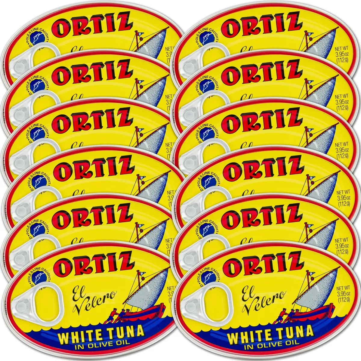 Ortiz White Tuna in Olive Oil, Fresh Tender Slices, Spanish Wild Caught Tuna, High in Protein and Omega 3 Fats, Excellent in Salad, Pasta or Sandwiches - No Need to Add Mayo, 3.95oz Can (Pack of 12) - main product image