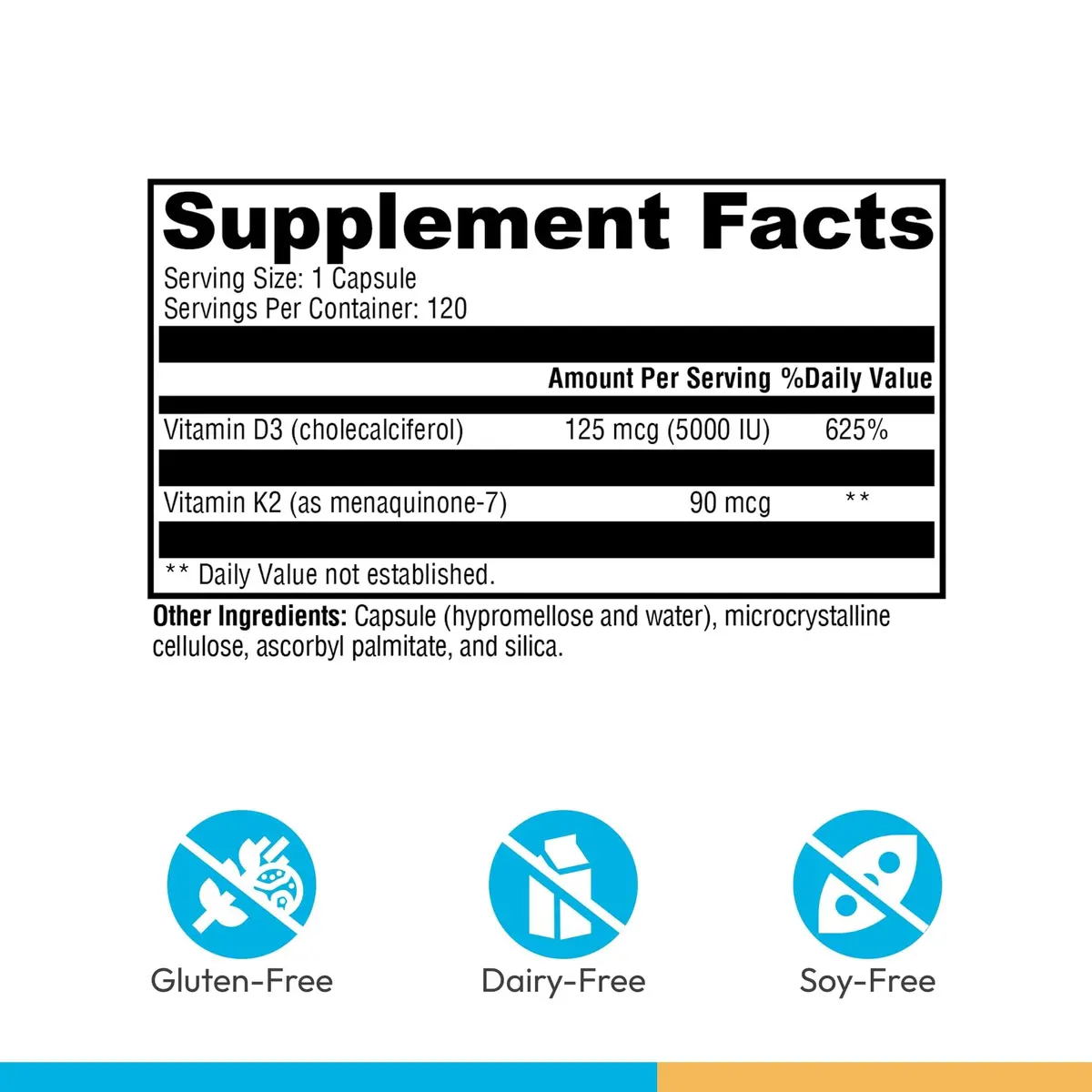XYMOGEN K2-D3 5000 | Vitamin D3 K2 for Bone & Heart Health, 120 Capsules - view 2