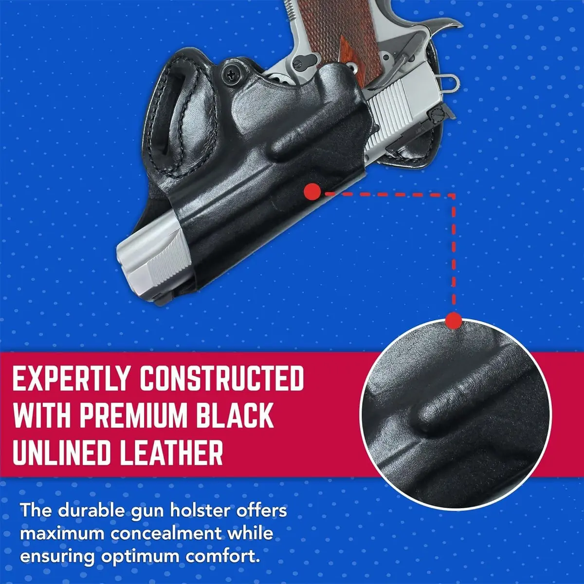 DeSantis Small of Back (S.O.B.) OWB Gun Holster - Right Hand Draw, Black | Discreet Concealed Carry for 1911 Models - view 5
