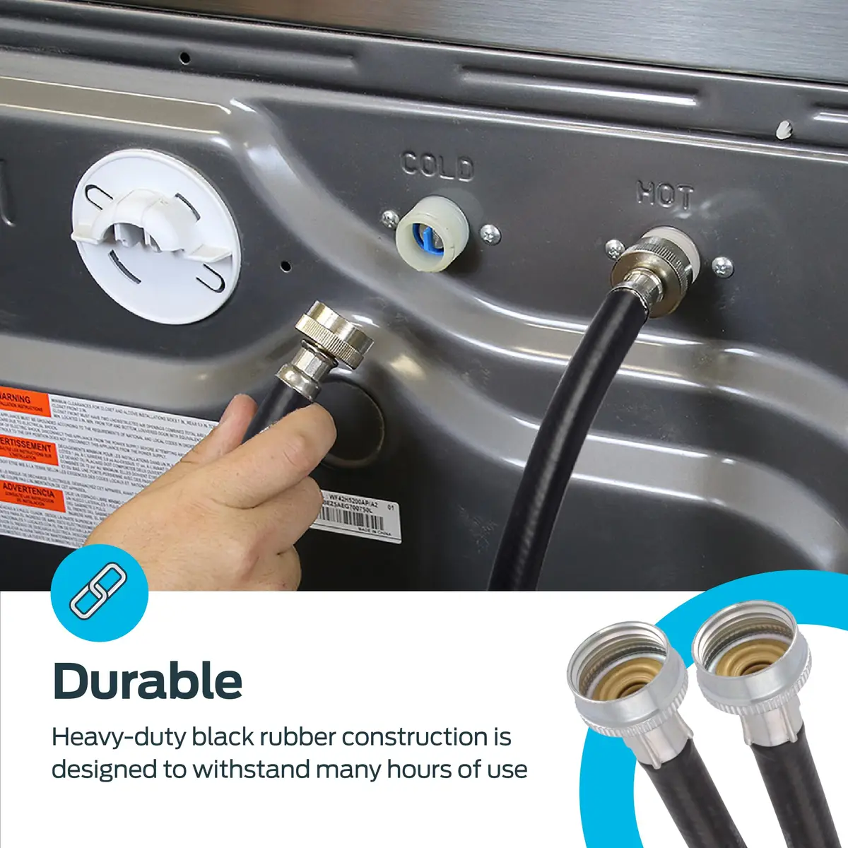 Eastman 6 ft Rubber Washing Machine Hose | Durable, High-Pressure, Black Rubber (70-120 chars) - view 5