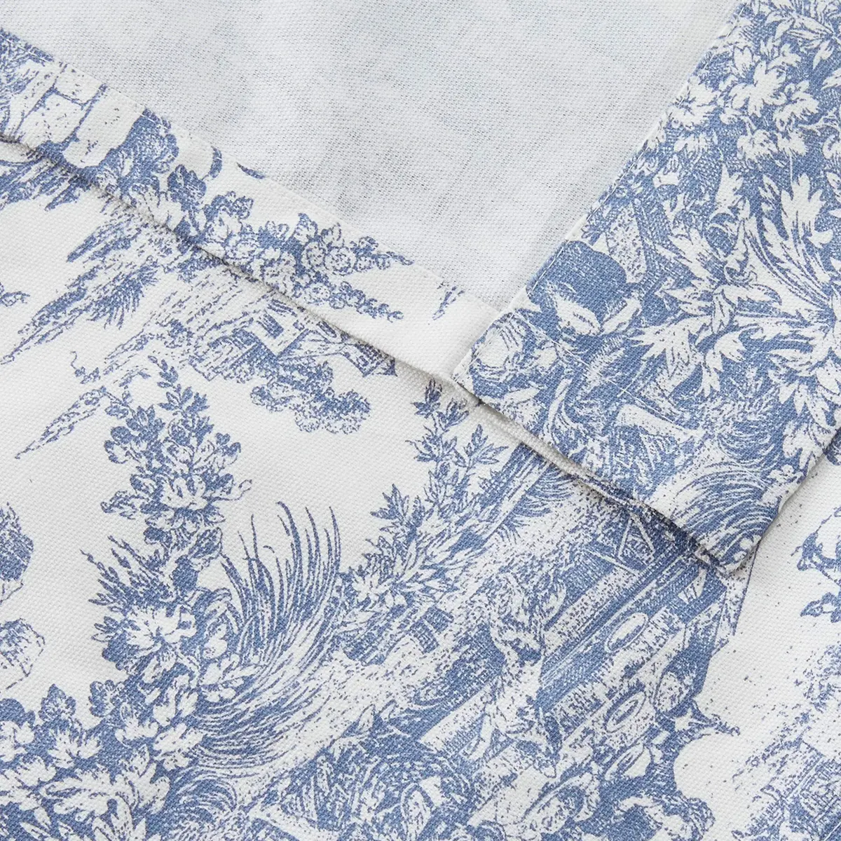 Ellis Curtain Victoria Park Toile Tie-Up Valence Window Curtain, Blue 152cm (60"W) x 61cm (24"L) | Light-Filtering Cotton Fabric - view 3
