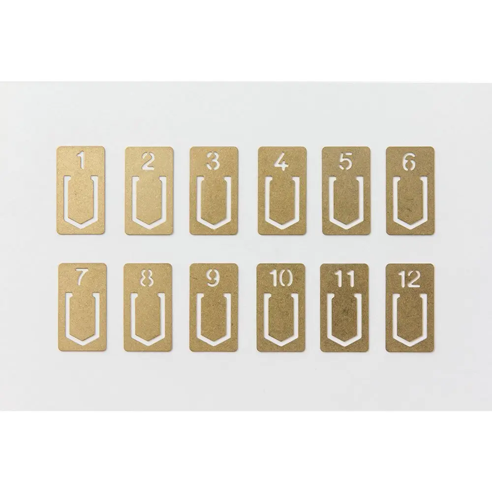 Midori Brass Clip Number (12-Pack, Gold) | 0.38 cm (0.15 inches) | Made from Solid Brass - view 3