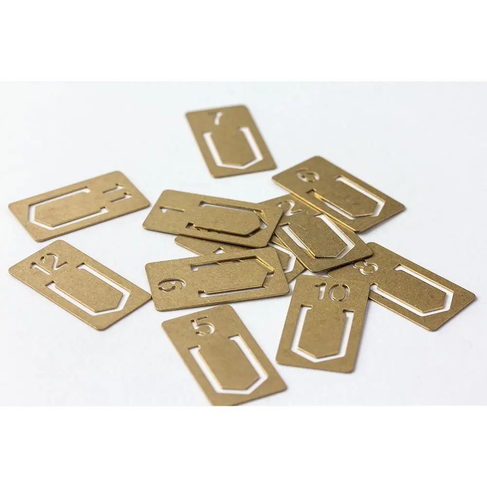 Midori Brass Clip Number (12-Pack, Gold) | 0.38 cm (0.15 inches) | Made from Solid Brass - view 4