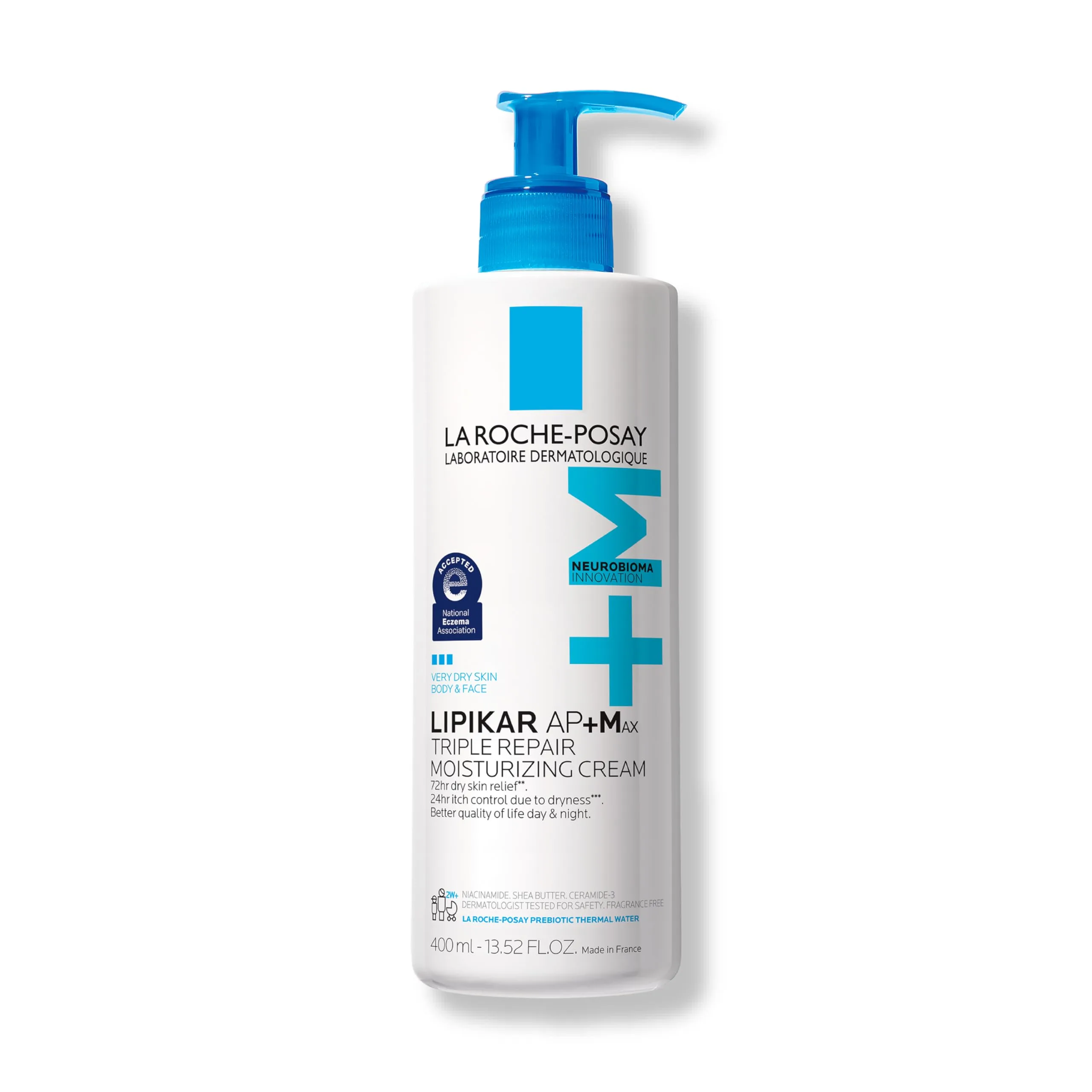 La Roche-Posay Lipikar AP+MAX Triple Repair Moisturizing Body Cream Face and Body Lotion for Dry Skin with Shea Butter and Niacinamide, 400 mL - main product image