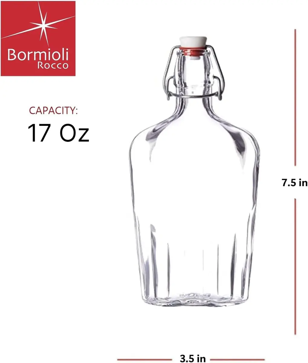 Bormioli Rocco Pocket Flask 17 oz | Leak Proof, Dishwasher Safe, Clear - view 3