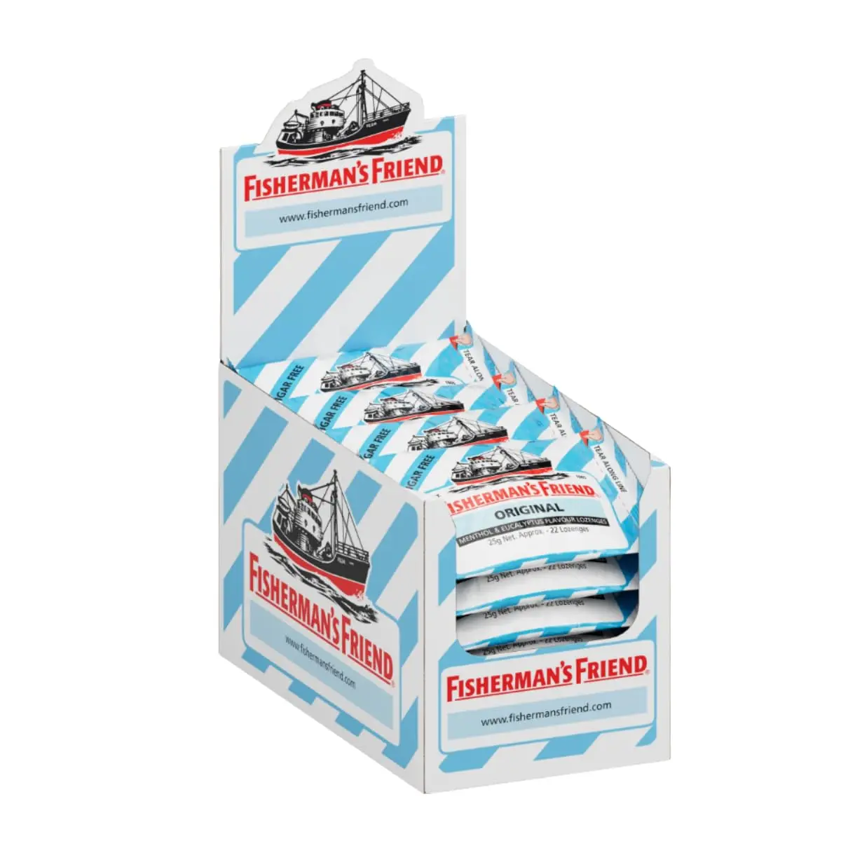 Fisherman's Friend Original Menthol Eucalyptus Sugar-Free Lozenges 25g (Pack of 6) | Soothes Throat & Cough - main product image