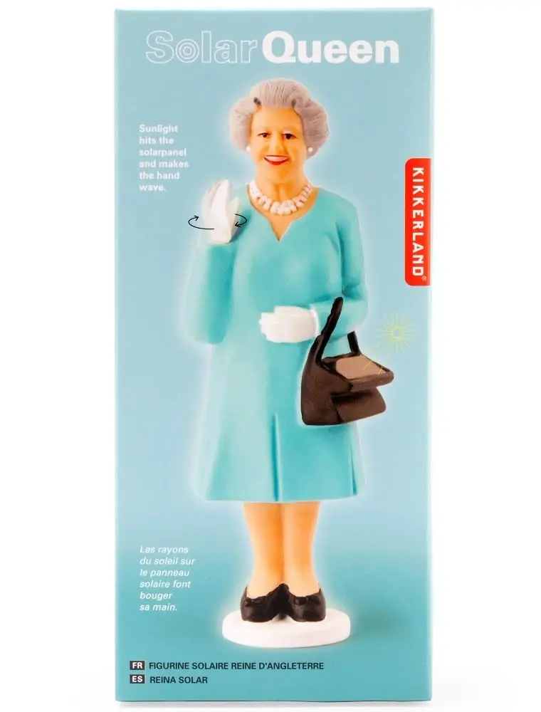 Kikkerland Solar Powered Waving Queen Figurine | Fun Decor for Home & Garden, Office Desk, Gift (6-1/4-inch) - view 4