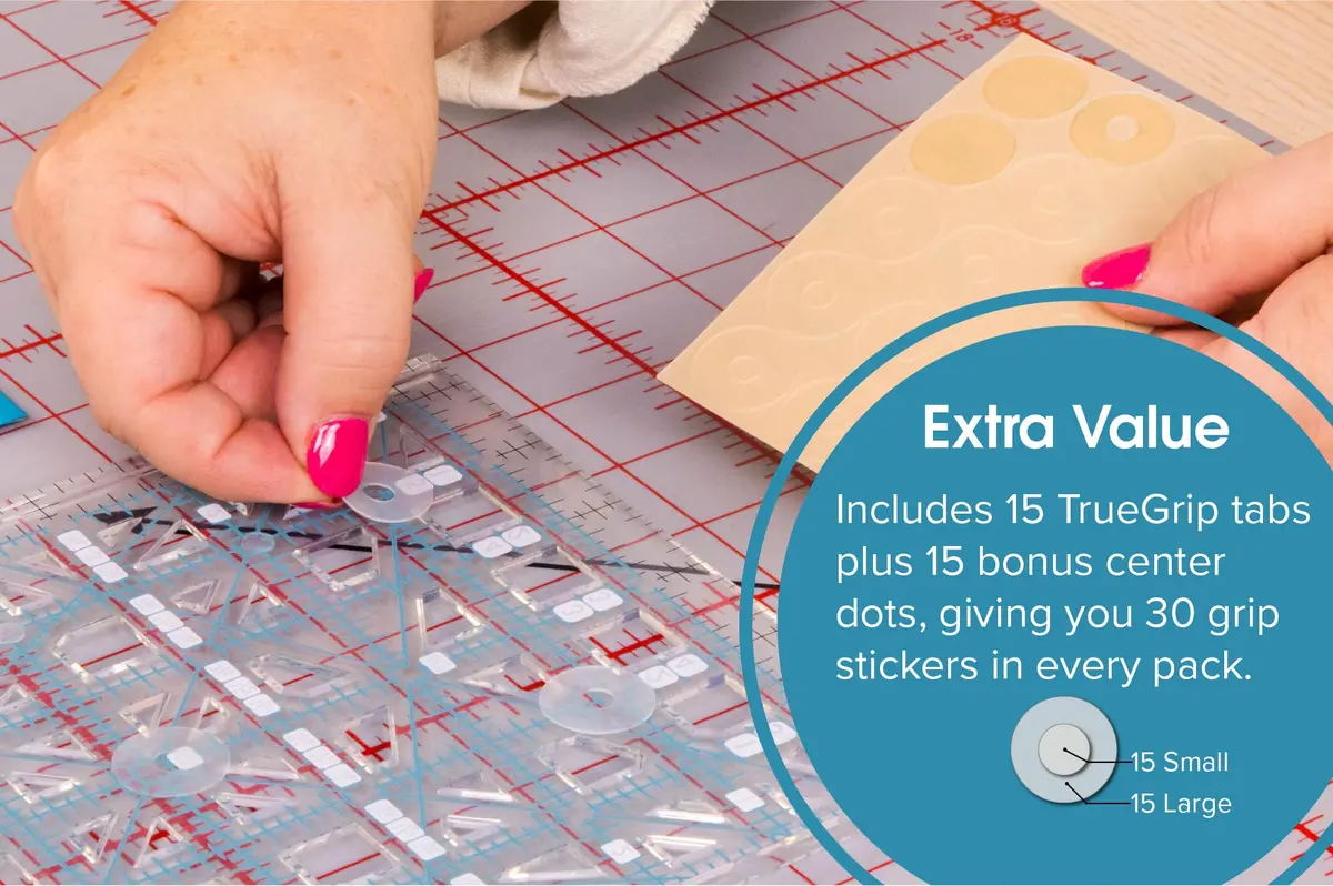 The Grace Company TrueGrips Non-Slip Ruler Grips for Quilting Rulers | 30 Grips (15 Large, 15 Small) - view 5