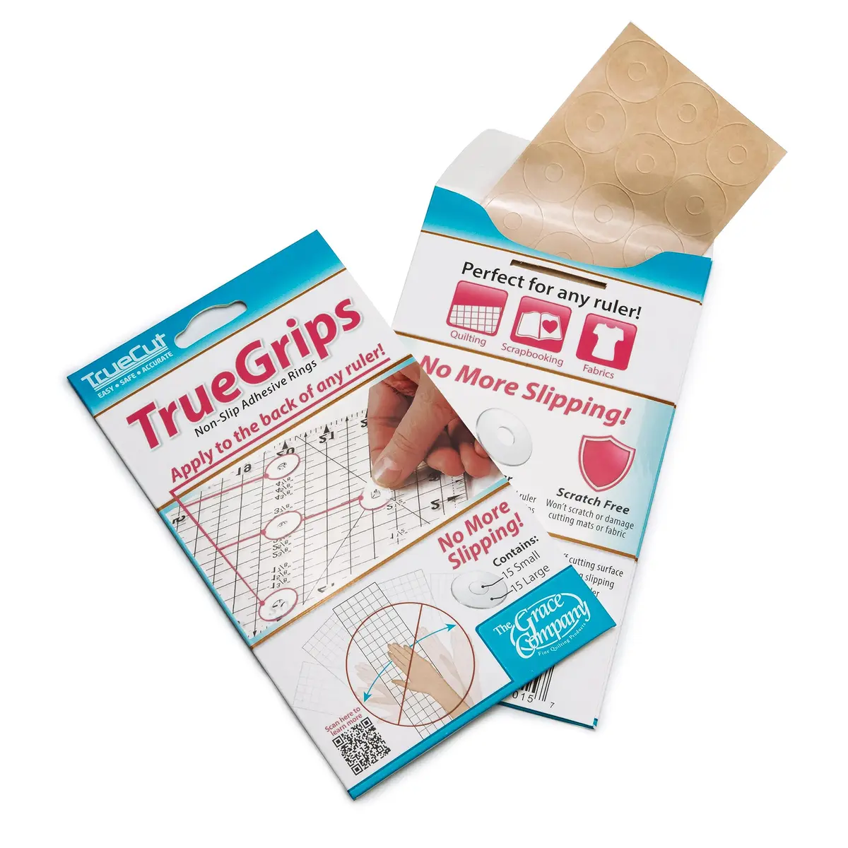 The Grace Company TrueGrips Non-Slip Ruler Grips for Quilting Rulers | 30 Grips (15 Large, 15 Small) - main product image