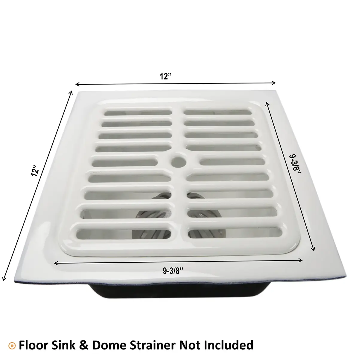 GSW Cast Iron Porcelain Floor Sink Top Grate with Ceramic Surface 9-⅜” x 9-⅜” | Perfect for Restaurant & Bar (Full Size) - view 5