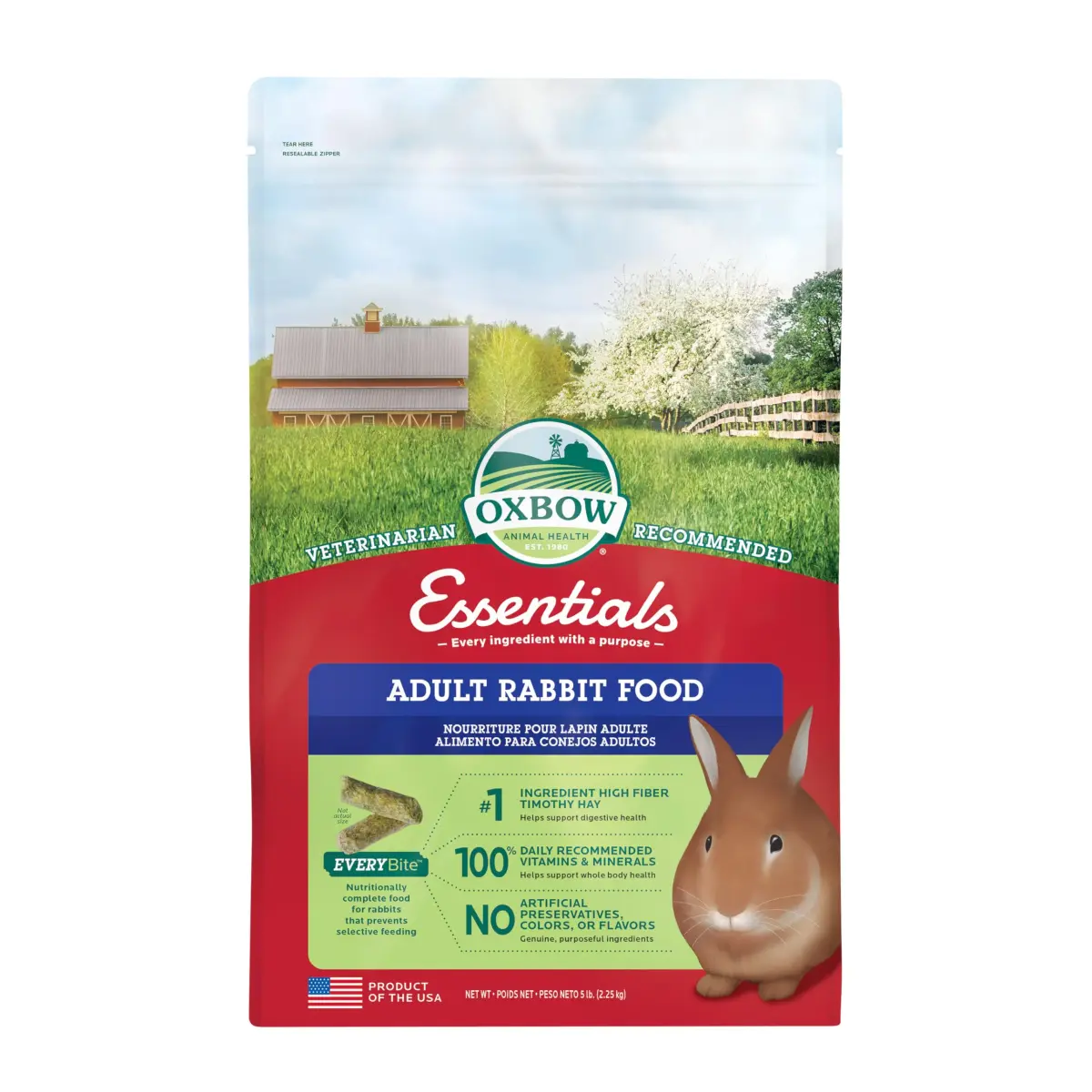 Oxbow Essentials Senior Rabbit Food 3.63 kg (8 lb) | High-Fiber Timothy Hay Pellets for Digestive Health - main product image