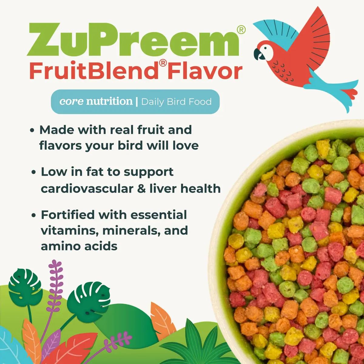 ZuPreem FruitBlend Parakeet & Budgie Food 907g (2 lb) | Complete Daily Nutrition for Small Birds - view 2