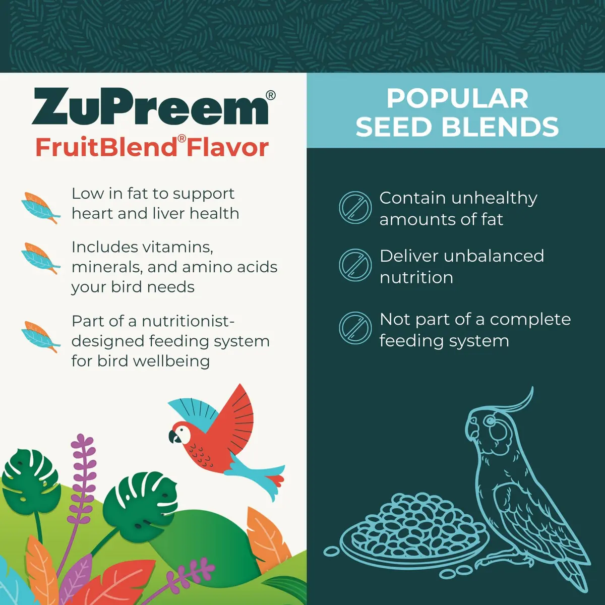 ZuPreem FruitBlend Parakeet & Budgie Food 907g (2 lb) | Complete Daily Nutrition for Small Birds - view 3