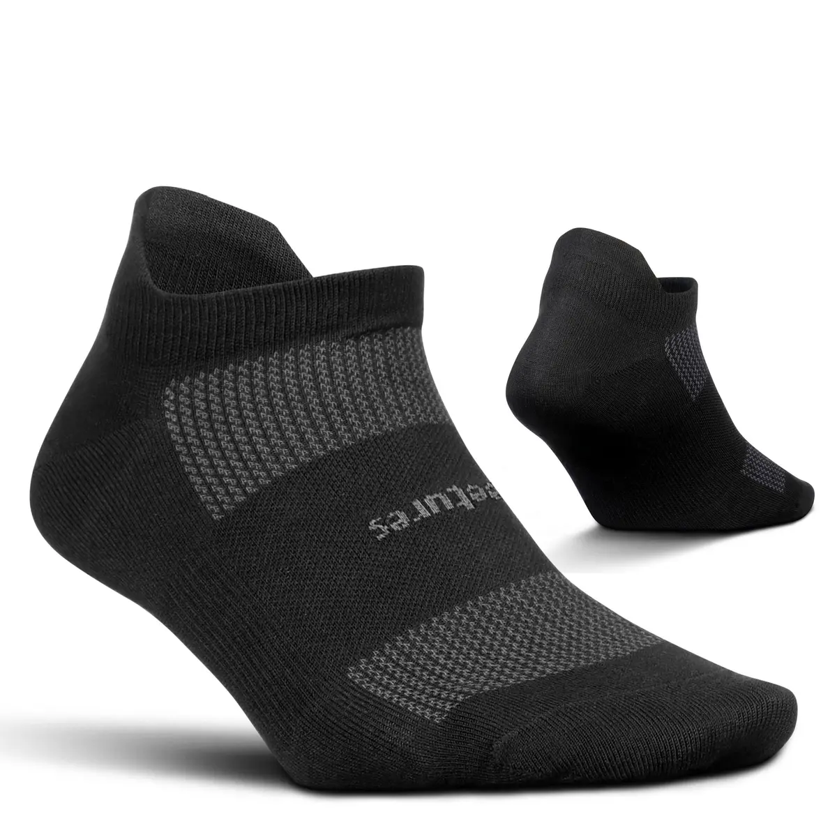 Feetures High Performance Ultra Light No Show Tab Socks, Black, Large | Supportive, Moisture-Wicking, Ankle Fit - main product image