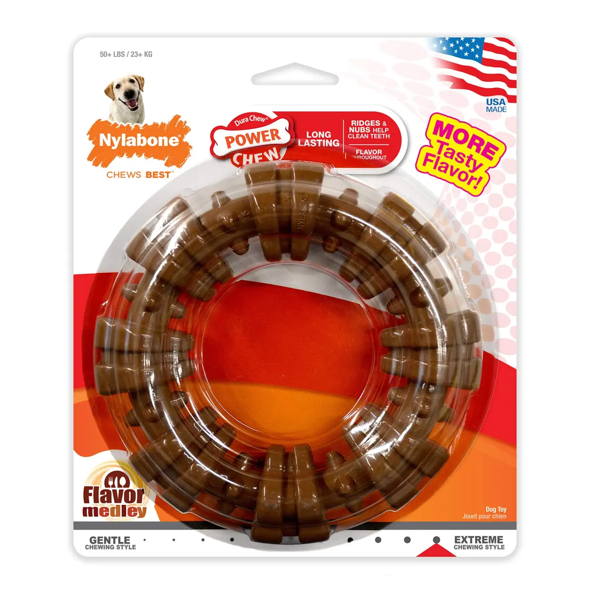 Nylabone Textured Ring Power Chew Toy for X-Large Dogs 50+ lbs | Durable Nylon Chew Toy for Aggressive Chewers - view 8