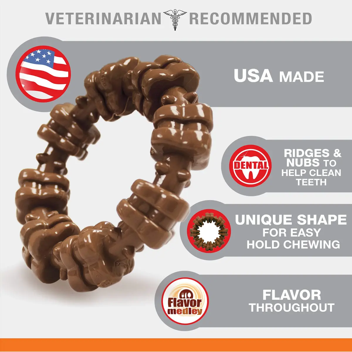 Nylabone Textured Ring Power Chew Toy for X-Large Dogs 50+ lbs | Durable Nylon Chew Toy for Aggressive Chewers - view 3