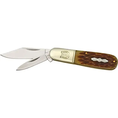Rough Rider Barlow Folding Hunting Knife 3.3" Stainless Steel Blade | Amber Jigged Bone Handle (70-120 chars) - view 2