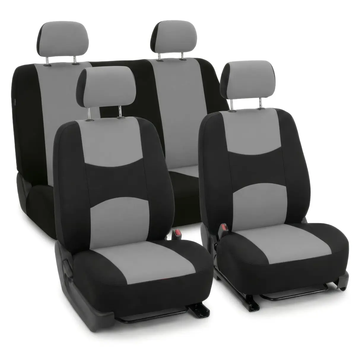 FH Group Gray Full Set Cloth Car Seat Covers | Universal Fit Automotive Seat Covers for SUV, Sedan, Van - main product image