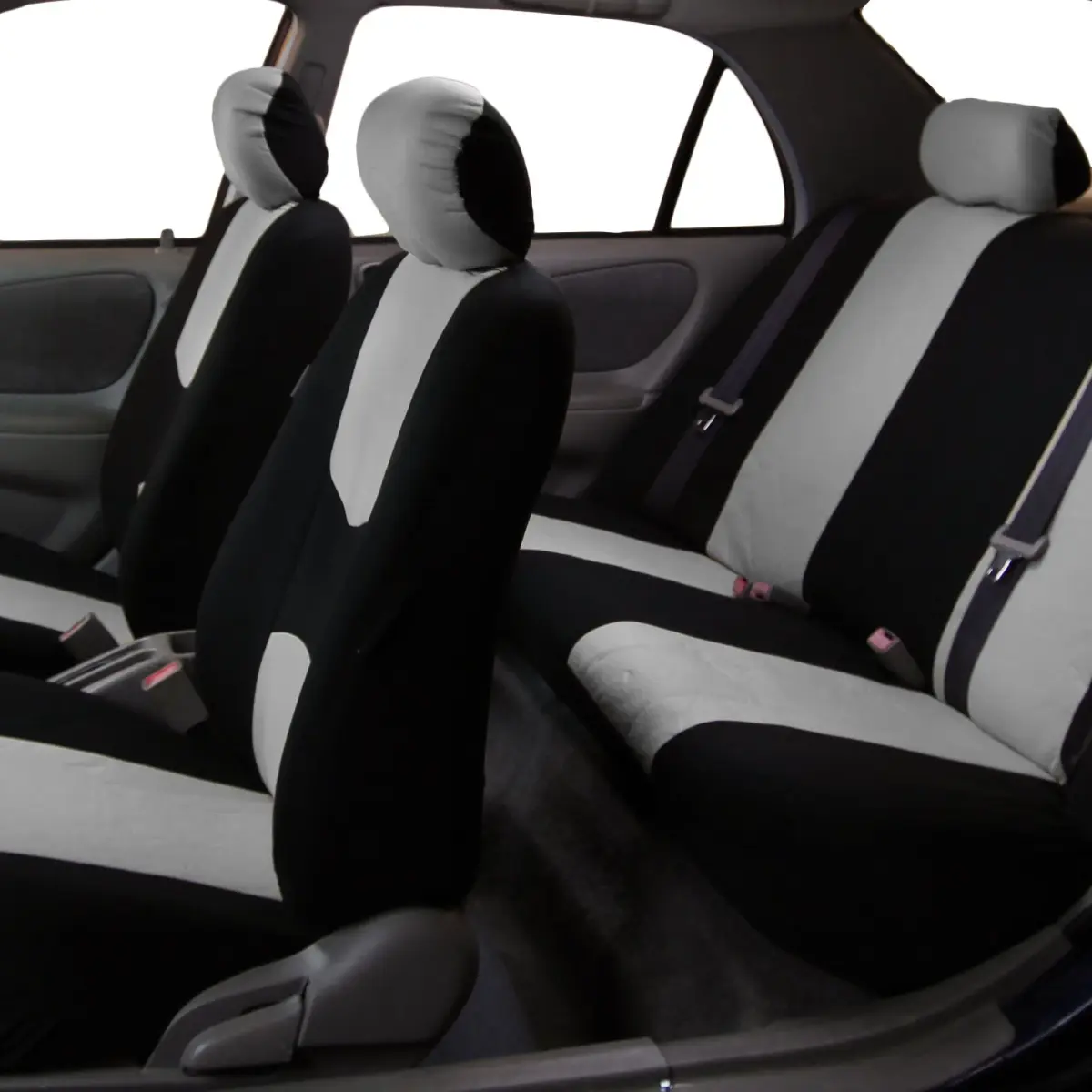FH Group Gray Full Set Cloth Car Seat Covers | Universal Fit Automotive Seat Covers for SUV, Sedan, Van - view 3