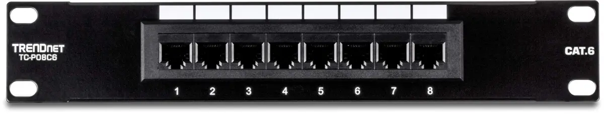 TRENDnet 8-Port Cat6 Unshielded Patch Panel, TC-P08C6 | 250 MHz Gigabit Ethernet, 10 Inch Wide, Cat 6 - view 5