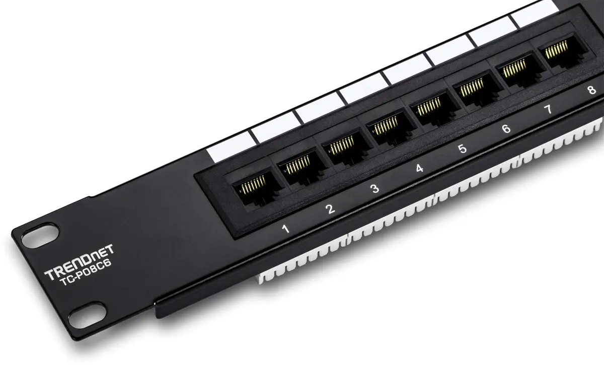 TRENDnet 8-Port Cat6 Unshielded Patch Panel, TC-P08C6 | 250 MHz Gigabit Ethernet, 10 Inch Wide, Cat 6 - view 3