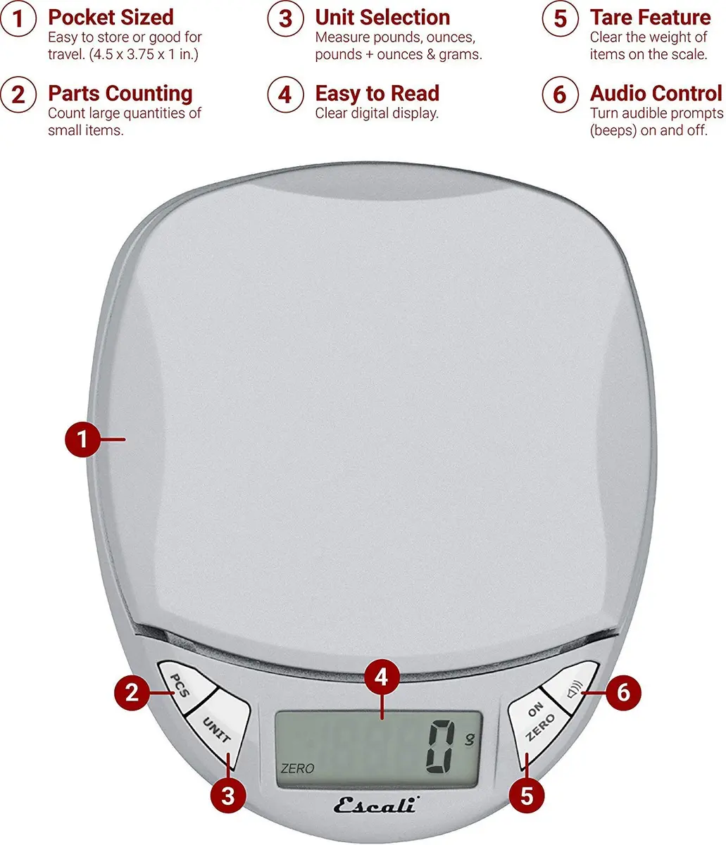 Escali Pico N115S Digital Kitchen & Office Scale 11lb | Compact, Tare, LCD Display - view 2