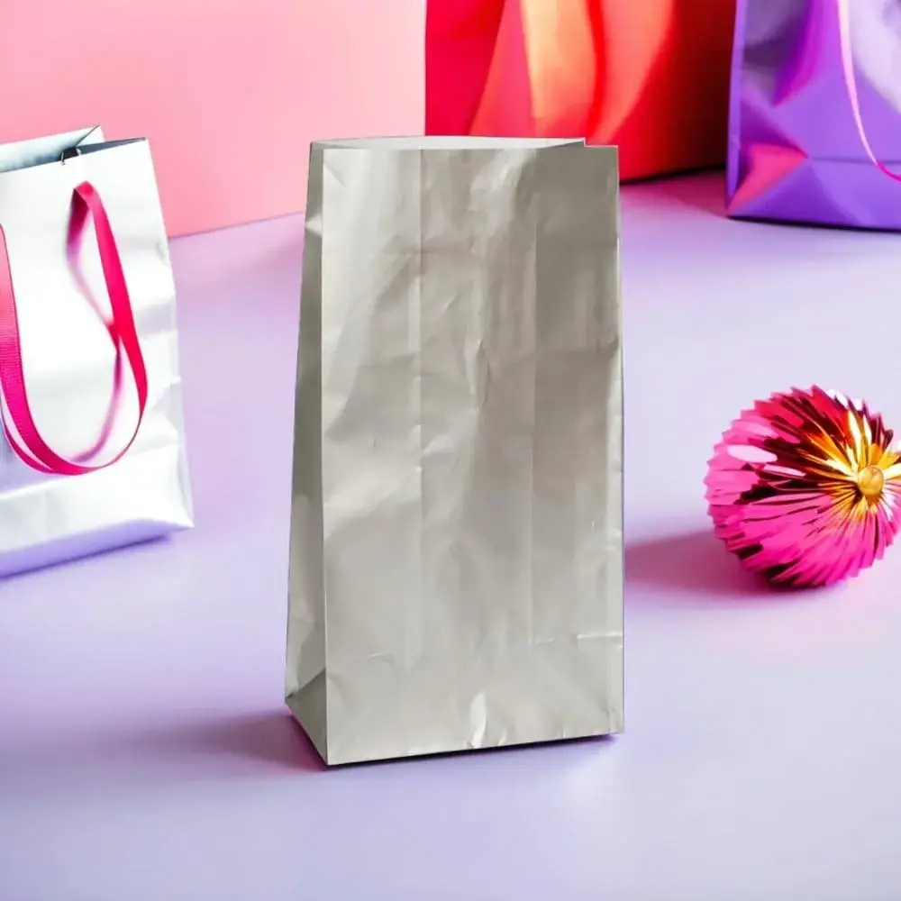 Unique Sparkling Silver Metallic Paper Party Bags 10 Count (Pack of 1) | Premium Eco-Friendly Gift Bags for Celebrations - view 4