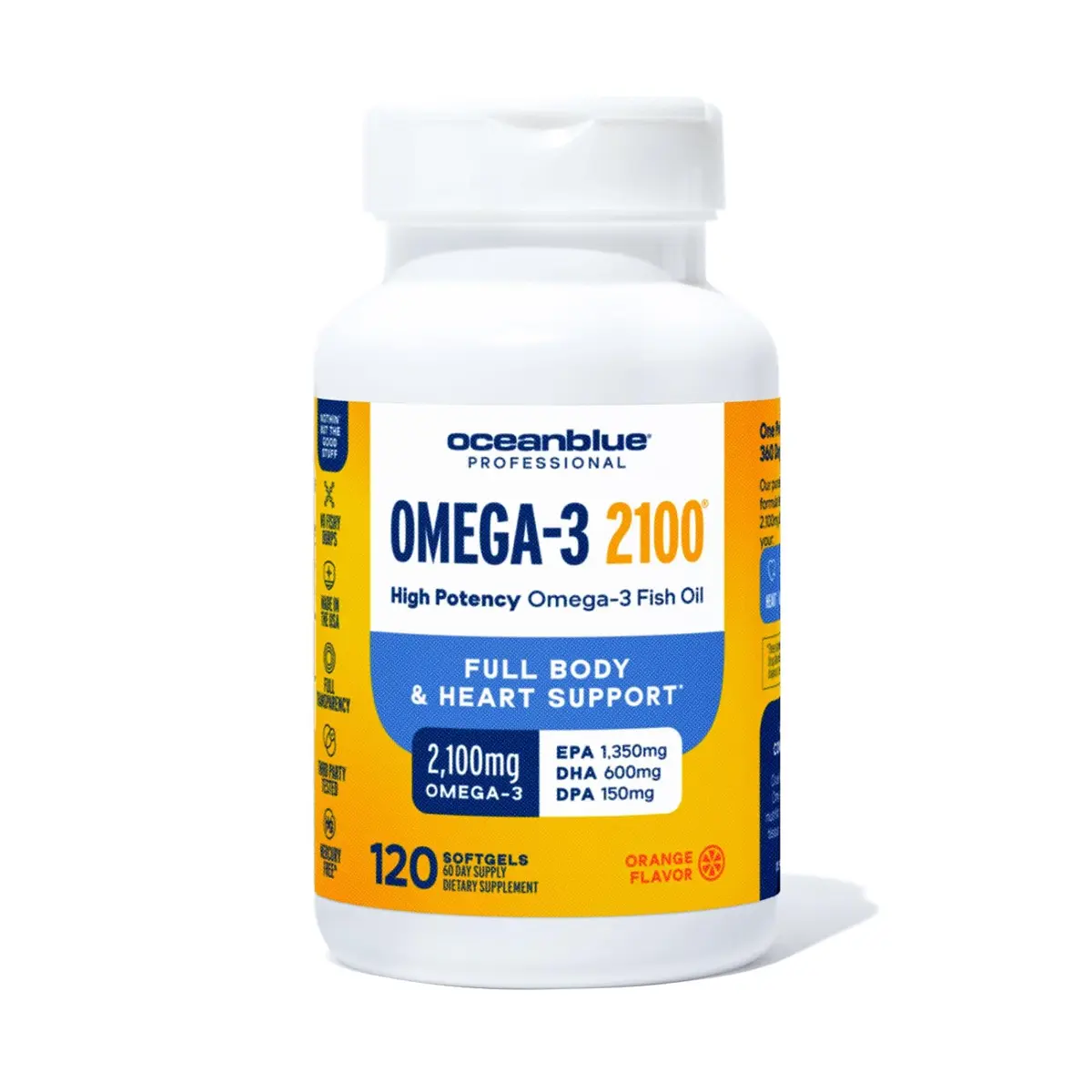 Oceanblue Professional Omega-3 2100 Softgels | 120 Count, High Potency, Omega-3 Fish Oil Supplement - main product image