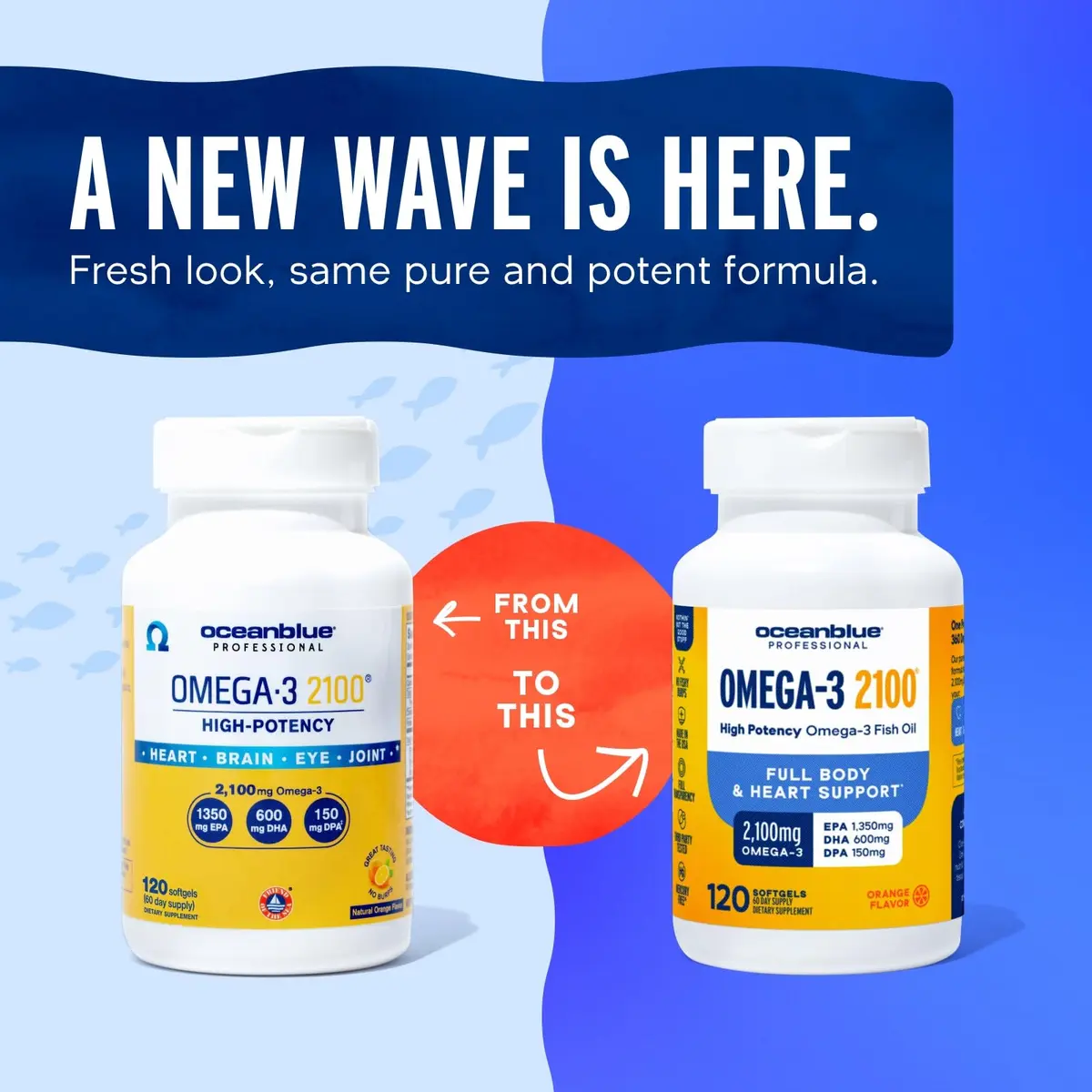 Oceanblue Professional Omega-3 2100 Softgels | 120 Count, High Potency, Omega-3 Fish Oil Supplement - view 2