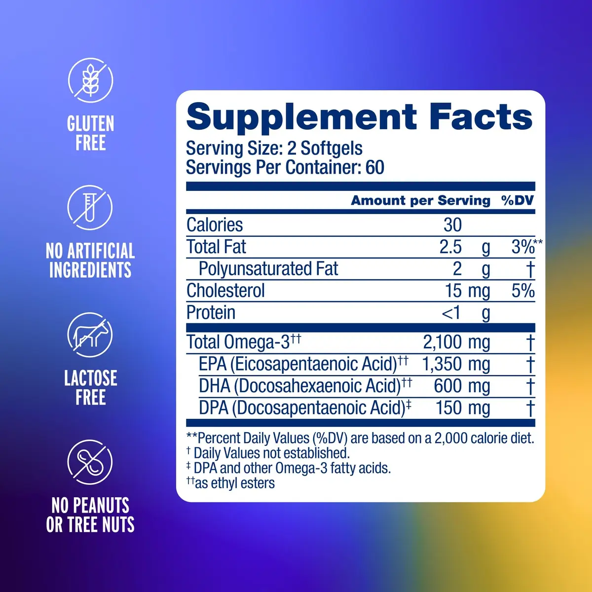 Oceanblue Professional Omega-3 2100 Softgels | 120 Count, High Potency, Omega-3 Fish Oil Supplement - view 3