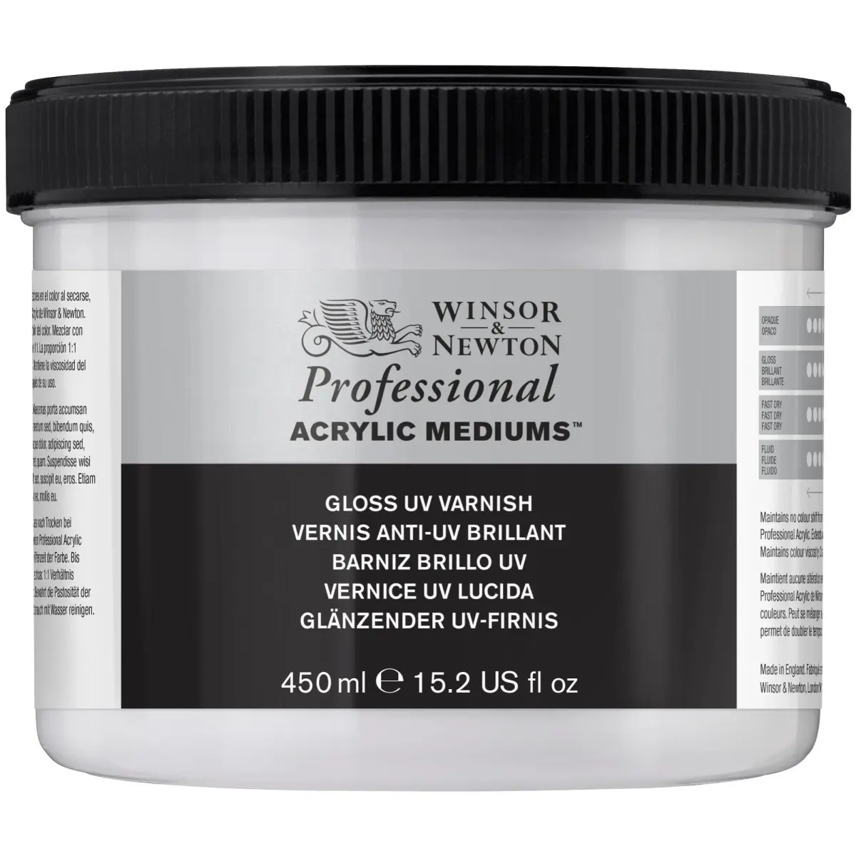 Winsor & Newton Professional Acrylic Gloss UV Varnish 450ml (15.2 Fl Oz) | Protects Art from UV & Pollutants - main product image