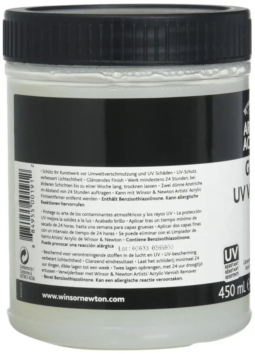 Winsor & Newton Professional Acrylic Gloss UV Varnish 450ml (15.2 Fl Oz) | Protects Art from UV & Pollutants - view 3