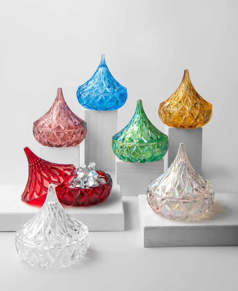 Godinger Hershey Kiss Shaped Crystal Candy Dish with Lid | 5L (1.69 Gallon) Capacity - view 2